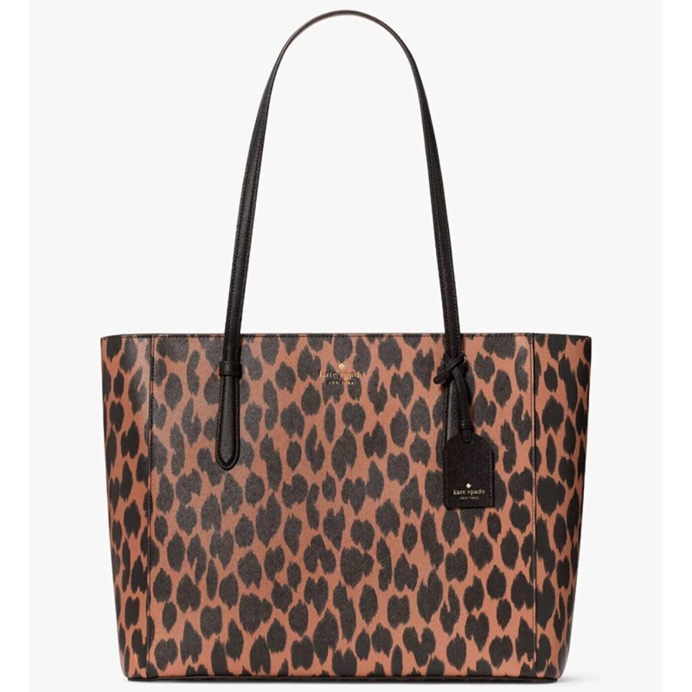 S Kate Spade Schuyler Leopard Tote Cheetah KE723 Leopardo Animal Print $359 NWT